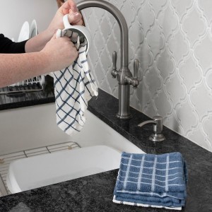 Ritz Premium 100% Cotton Terry Check Kitchen Dish Cloths - Highly Absorbent, Super Soft, Long-Lasting, 12
