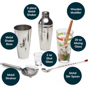 Libbey Mixologist 9-Piece Cocktail Set, Clear, 20 oz (80787)