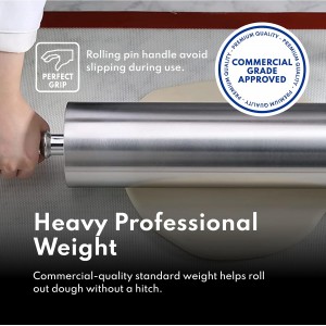 New Star Foodservice Extra Heavy Duty Restaurant Aluminum Rolling Pin, 18