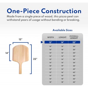 New Star Foodservice 50295 Restaurant-Grade Wooden Pizza Peel, 16