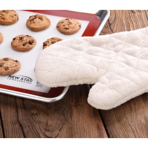 New Star Foodservice Oven Mitts with Extra Defense, up to 400F, Set of 2 (Tan (Terry Cloth), 13-Inch (Set of 2))