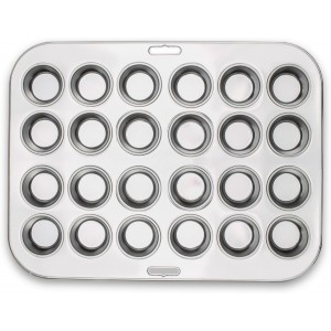 Fox Run Mini Muffin and Cupcake Pan, 24 Mini Cups, Stainless Steel Baking Pan, 10.5 x 13.75 x 1.5 inches,