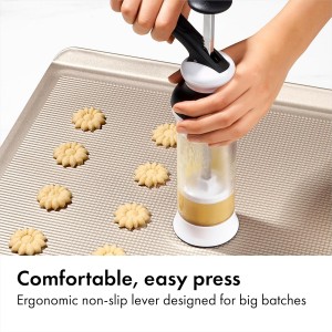 OXO Good Grips 14-Piece Cookie Press Set, Cookie Press with 12 Stainless Steel Disks and Storage Case, Holiday Baking and Everyday Treats, Essential Baking Supplies