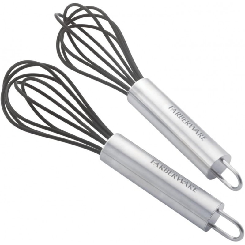 Farberware Professional Silicone Mini Whisks (Set of 2), Black