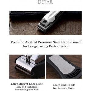 KAI Japanese Nail Clippers With Side Nail File, Stainless Steel, Large, Made in Japan