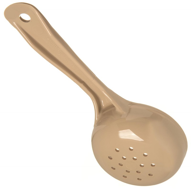 Carlisle FoodService Products Measure Miser Plastic Perforated Measuring Spoon with Short Handle, 4 Ounces, Beige