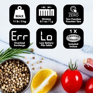 Starfrit Digital Kitchen Scale - Glass Platform - Measures Weight and Liquid Volume - 11 lb / 5 kg Capacity - Black