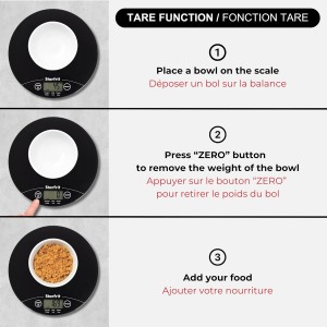 Starfrit Digital Kitchen Scale - Glass Platform - Measures Weight and Liquid Volume - 11 lb / 5 kg Capacity - Black
