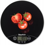 Starfrit Digital Kitchen Scale - Glass Platform - Measures Weight and Liquid Volume - 11 lb / 5 kg Capacity - Black