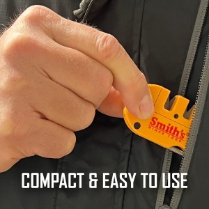 Smith’s 50364 Pocket Pal X2 Sharpener & Outdoors Tool – Yellow – Coarse and Fine – LED Light – Fire Starter – Signal Whistle - Compass