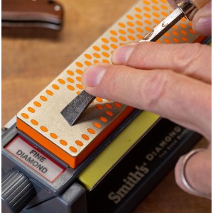 Smith's 50448 6” Diamond Tri-Hone Stone Sharpening System - Grey - Fine, Natural, & Coarse Stones - 3-Way Honing - Nonslip Rubber Feet - Restore Tools, Hunting, Kitchen, Fishing & Pocket Knives