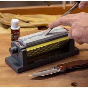 Smith's 50448 6” Diamond Tri-Hone Stone Sharpening System - Grey - Fine, Natural, & Coarse Stones - 3-Way Honing - Nonslip Rubber Feet - Restore Tools, Hunting, Kitchen, Fishing & Pocket Knives