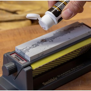 Smith's 50448 6” Diamond Tri-Hone Stone Sharpening System - Grey - Fine, Natural, & Coarse Stones - 3-Way Honing - Nonslip Rubber Feet - Restore Tools, Hunting, Kitchen, Fishing & Pocket Knives