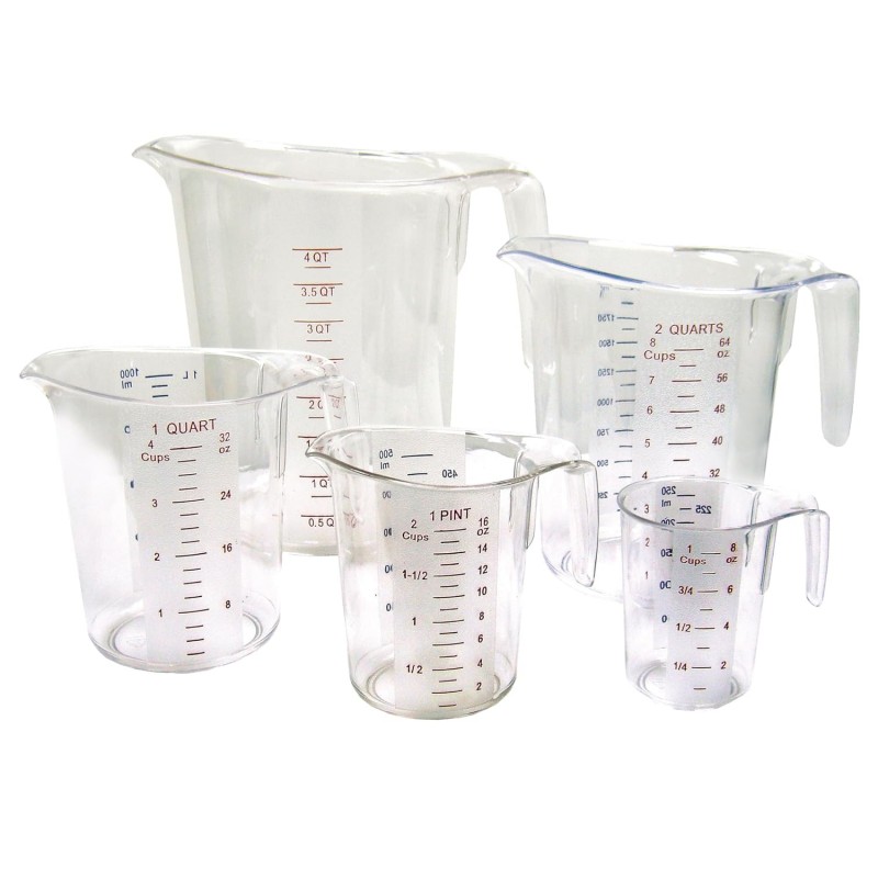 Winco 5-Piece Measuring Cup Set, Polycarbonate, Clear