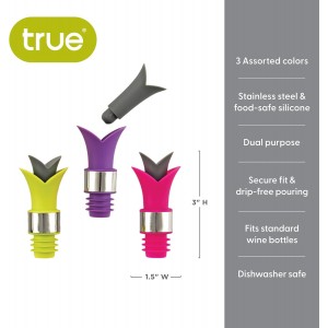Assorted Lily Wine Pourer and Stoppers by True