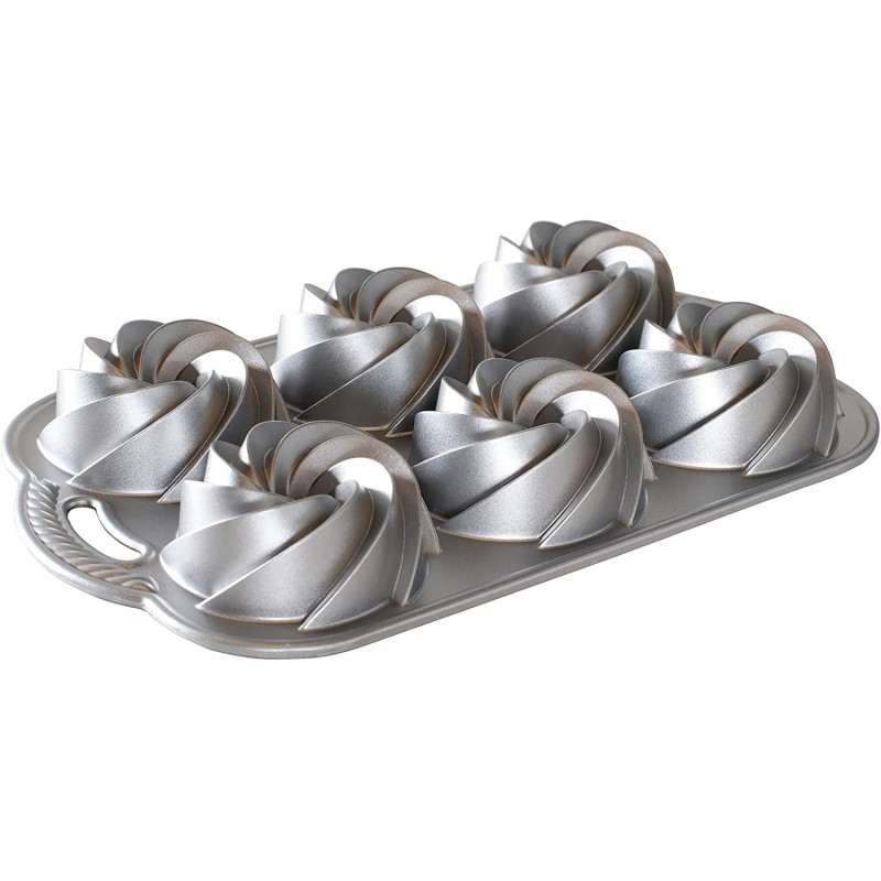 Nordic Ware Heritage Bundtlette Cake Pan, Metallic, Silver