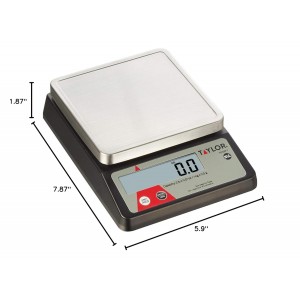 Taylor Compact Digital Portion Control Scale, Food Scale for Precise Weight Measuring and Portion Control, Tare and Hold Function, NSF, 32OZ, Stainless Steel Platform