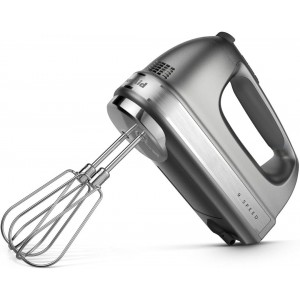 KitchenAid 9-Speed Digital Hand Mixer with Turbo Beater II Accessories and Pro Whisk - Contour Silver