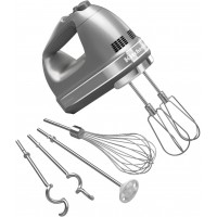 KitchenAid 9-Speed Digital Hand Mixer with Turbo Beater II Accessories and Pro Whisk - Contour Silver