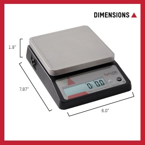 Taylor TE10FT 11-Pound Commercial Digital Portion Control Scale, 11 lb (5 kg) in 0.1 oz (1 g) Food and Cooking Scale, Tare and Hold Function, NSF, Stainless Steel Platform