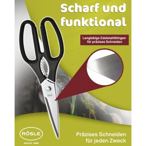Rosle Scissors, for the Kitchen, for Cooking, Stainless Steel Blade, 22 cm, 96290