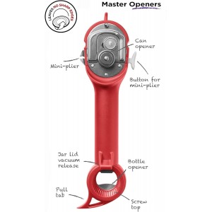 Kuhn Rikon Auto Safety Master Opener for Cans, Bottles and Jars, 9 x 2.75 inches, Black