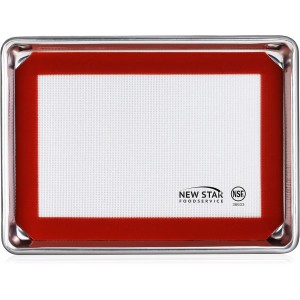 New Star Foodservice Commercial 18-Gauge Aluminum Sheet Pan & Silicone Baking Mat Set, 9 x 13 inch (Quarter Size)