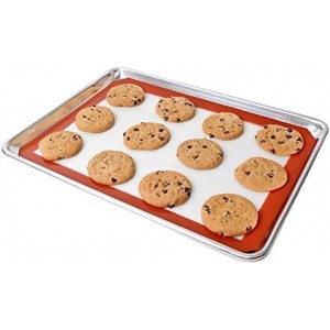 New Star Foodservice Commercial 18-Gauge Aluminum Sheet Pan & Silicone Baking Mat Set, 9 x 13 inch (Quarter Size)
