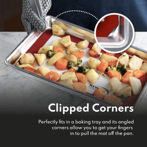 New Star Foodservice Commercial 18-Gauge Aluminum Sheet Pan & Silicone Baking Mat Set, 9 x 13 inch (Quarter Size)