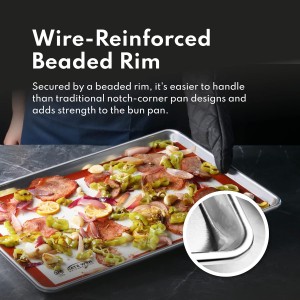 New Star Foodservice Commercial 18-Gauge Aluminum Sheet Pan & Silicone Baking Mat Set, 9 x 13 inch (Quarter Size)