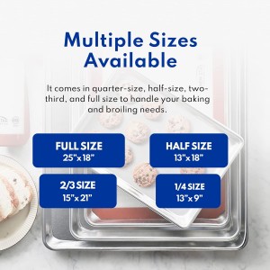 New Star Foodservice Commercial 18-Gauge Aluminum Sheet Pan & Silicone Baking Mat Set, 9 x 13 inch (Quarter Size)