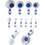 Set of 10 Piece Measuring Spoons and Measuring Cups (White & Blue)