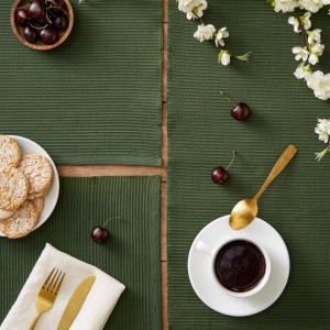 DII Basic Everyday Ribbed Tabletop 100% Cotton, Placemat Set, 13x19, Dark Green, 6 Piece