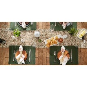 DII Basic Everyday Ribbed Tabletop 100% Cotton, Placemat Set, 13x19, Dark Green, 6 Piece