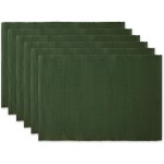 DII Basic Everyday Ribbed Tabletop 100% Cotton, Placemat Set, 13x19, Dark Green, 6 Piece