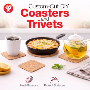 Hygloss Products Natural Cork Coasters - Eco Friendly Absorbent Rounds for Drinks, Trivets, and DIY Crafts, 3mm, 4 Inch, Set of 6