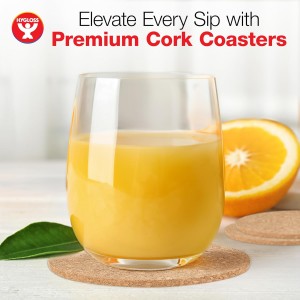 Hygloss Products Natural Cork Coasters - Eco Friendly Absorbent Rounds for Drinks, Trivets, and DIY Crafts, 3mm, 4 Inch, Set of 6