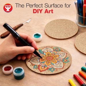 Hygloss Products Natural Cork Coasters - Eco Friendly Absorbent Rounds for Drinks, Trivets, and DIY Crafts, 3mm, 4 Inch, Set of 6