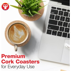 Hygloss Products Natural Cork Coasters - Eco Friendly Absorbent Rounds for Drinks, Trivets, and DIY Crafts, 3mm, 4 Inch, Set of 6