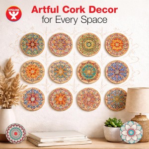 Hygloss Products Natural Cork Coasters - Eco Friendly Absorbent Rounds for Drinks, Trivets, and DIY Crafts, 3mm, 4 Inch, Set of 6