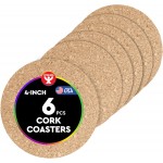 Hygloss Products Natural Cork Coasters - Eco Friendly Absorbent Rounds for Drinks, Trivets, and DIY Crafts, 3mm, 4 Inch, Set of 6