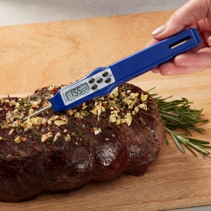 Taylor 9877FDA Compact Waterproof Digital Food Thermometer, 2.81 Inch Stem Length with FDA-Recommended 1.5mm Probe, NSF Certified, Blue