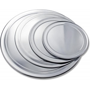 New Star Foodservice Restaurant-Grade Aluminum Pizza Pan/Tray, Wide Rim, 12 Inch, Pack of 6