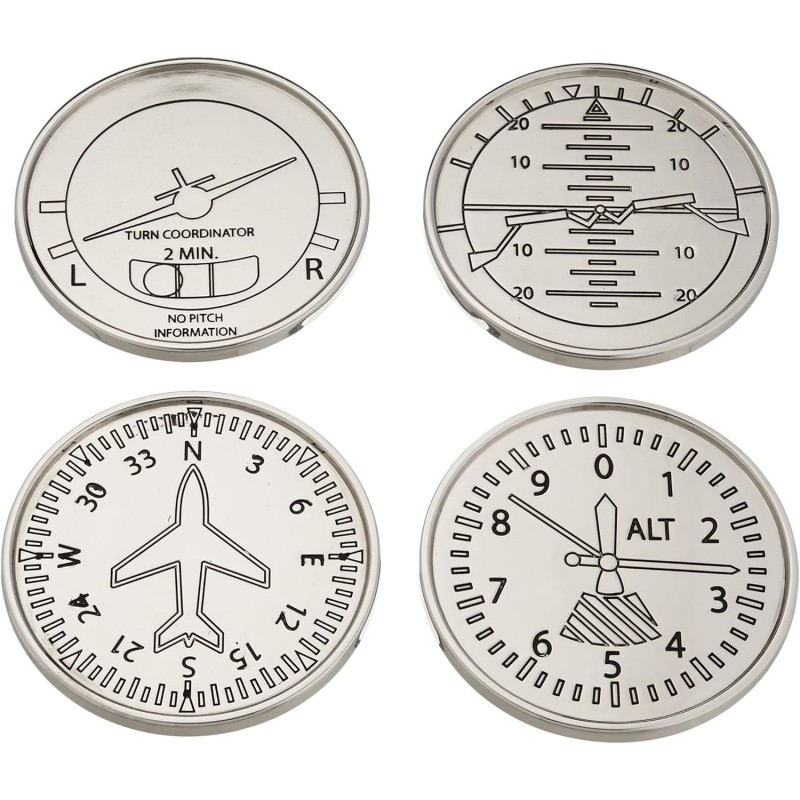 GODINGER SILVER ART Airplane Coasters, Set of 4