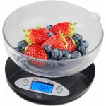 Smart Weigh Digital Kitchen Scale with Removable Bowl – 11lb/5kg Capacity, 0.1oz/1g Precision – High Accuracy Food Scale for Baking, Cooking & Meal Prep (Black)
