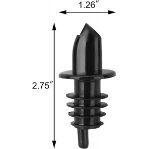 New Star Foodservice 48476 Plastic Liquor Free Flow Pourer Stopper, Black, Set of 6