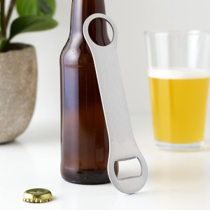 True TrueBlade Stainless Steel Beer Bottle Opener, Compact and Slim Flat Bar Key with Long Handle, Perfect for Kitchen, Home Bar, Restaurant, Party, Travel, 7.25 Inches, Set of 1