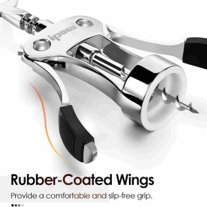 IPOW Wine Opener, Zinc Alloy Wine Bottle Opener, Wing Corkscrew Heavy Duty, Manual Multifunctional Cork Screw for Waiter, Silver