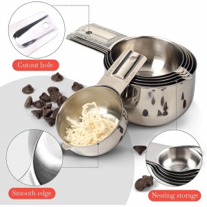 Bellemain One-Piece Stainless Steel Measuring Cups Set of 6 – Nesting Metal Measuring Cups for Kitchen – Dry & Liquid Measurements (ML & OZ), Rust-Resistant, Dishwasher Safe, Ergonomic Design