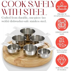 Bellemain One-Piece Stainless Steel Measuring Cups Set of 6 – Nesting Metal Measuring Cups for Kitchen – Dry & Liquid Measurements (ML & OZ), Rust-Resistant, Dishwasher Safe, Ergonomic Design